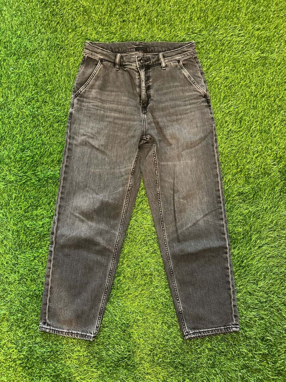 UNIQLO Jeans Washed Black Denim Barrel Leg Pants Size S